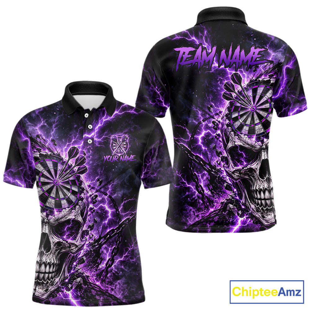 Custom Skull Darts Shirt for Men Thunder Lightning Dart Team Jersey Dartboard Shirt DHT87