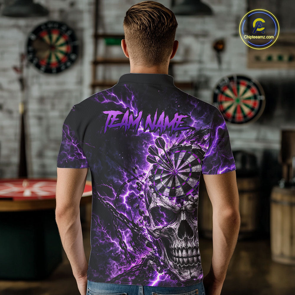 Custom Skull Darts Shirt for Men Thunder Lightning Dart Team Jersey Dartboard Shirt DHT87