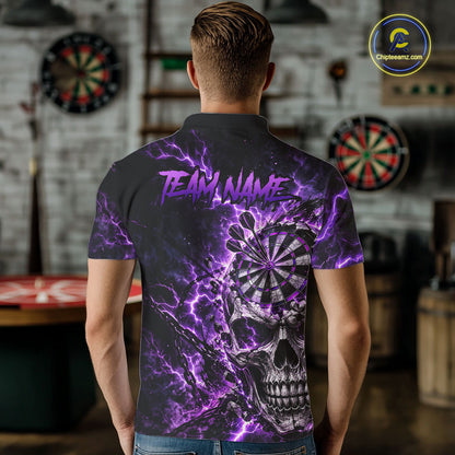 Custom Skull Darts Shirt for Men Thunder Lightning Dart Team Jersey Dartboard Shirt DHT87