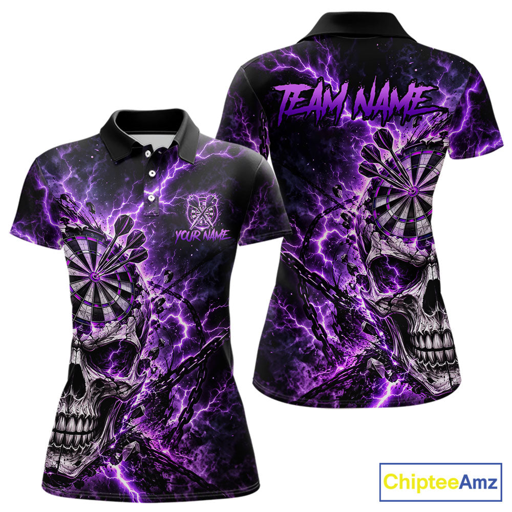 Custom Skull Darts Shirt for Women Thunder Lightning Dart Team Jersey Dartboard Shirt DHT87