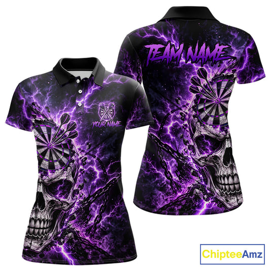 Custom Skull Darts Shirt for Women Thunder Lightning Dart Team Jersey Dartboard Shirt DHT87