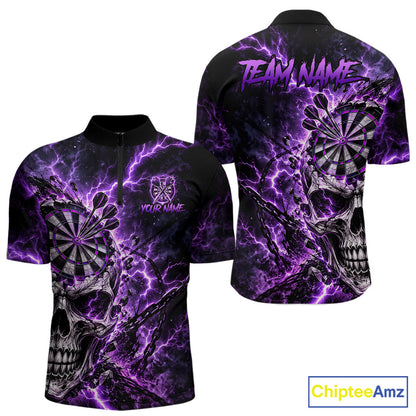 Custom Skull Darts Shirt for Men Thunder Lightning Dart Team Jersey Dartboard Shirt DHT87