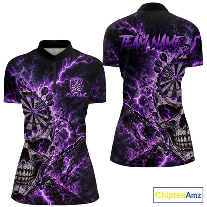 Custom Skull Darts Shirt for Women Thunder Lightning Dart Team Jersey Dartboard Shirt DHT87