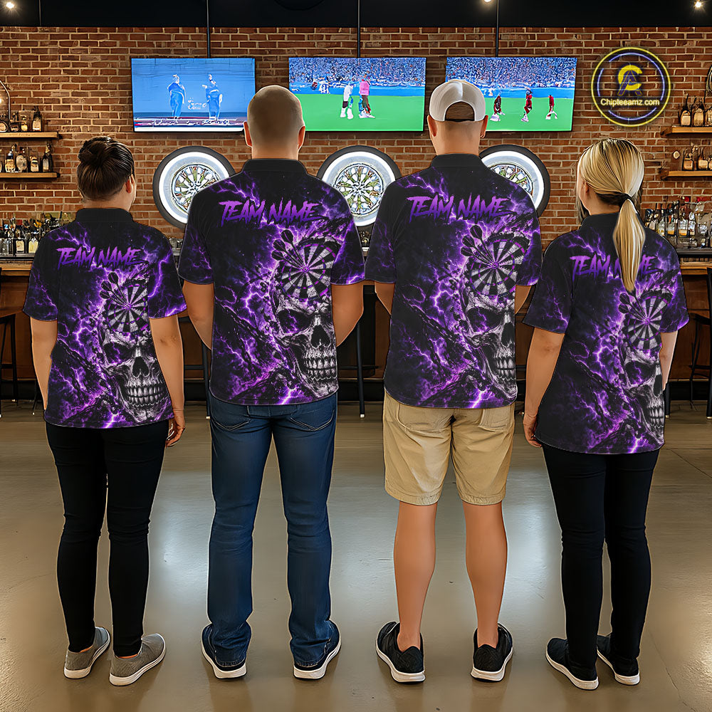 Custom Skull Darts Shirt for Men Thunder Lightning Dart Team Jersey Dartboard Shirt DHT87