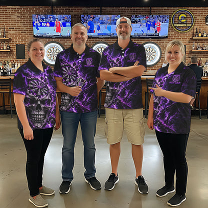 Custom Skull Darts Shirt for Men Thunder Lightning Dart Team Jersey Dartboard Shirt DHT87
