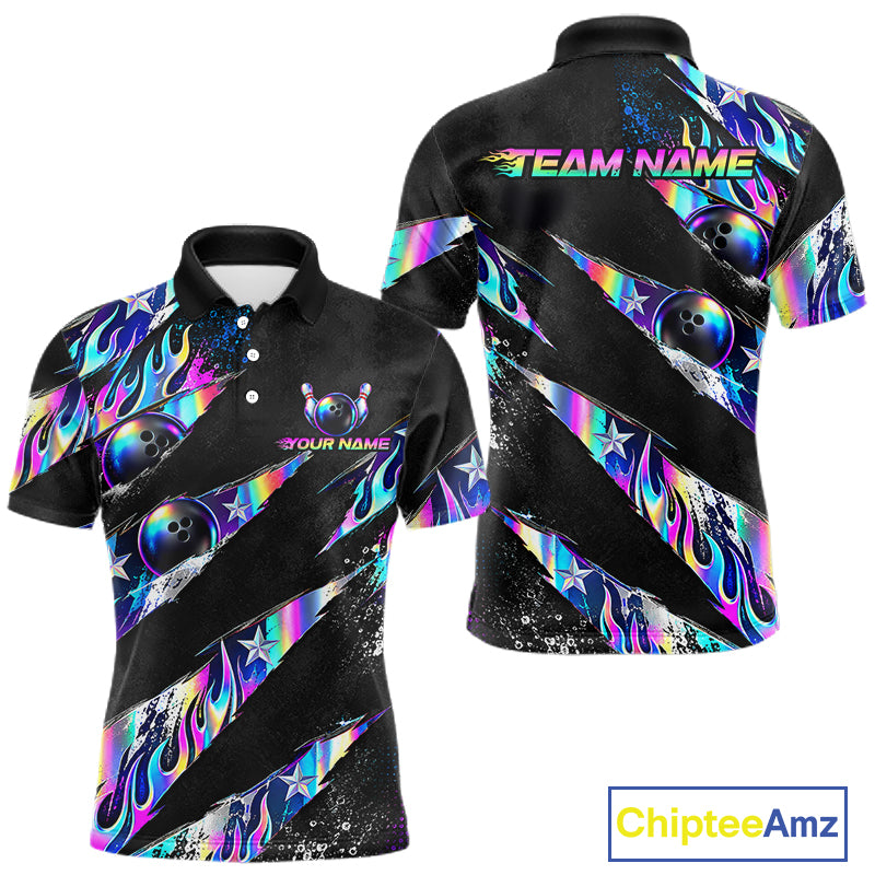 Custom Neon Flames Bowling Shirt for Men Bowling League Jersey QZT1284