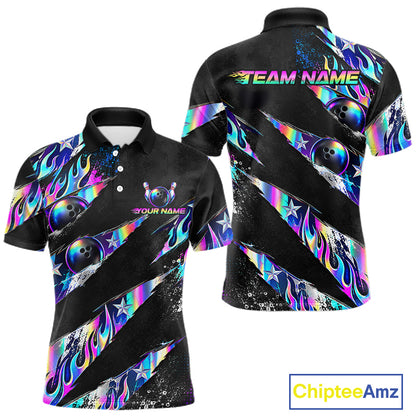 Custom Neon Flames Bowling Shirt for Men Bowling League Jersey QZT1284