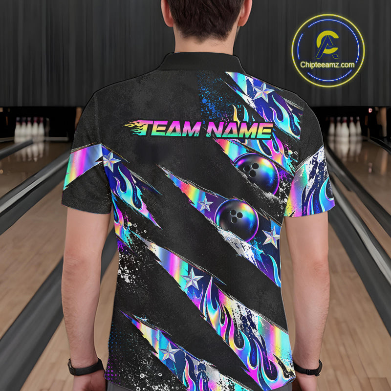 Custom Neon Flames Bowling Shirt for Men Bowling League Jersey QZT1284
