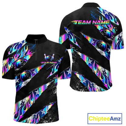 Custom Neon Flames Bowling Shirt for Men Bowling League Jersey QZT1284