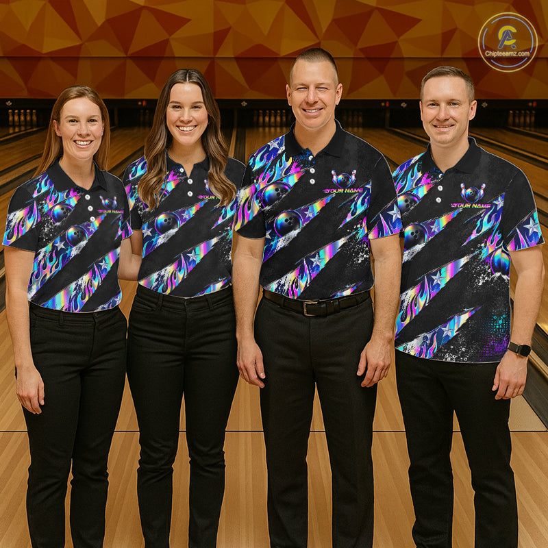 Custom Neon Flames Bowling Shirt for Men Bowling League Jersey QZT1284