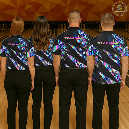 Custom Neon Flames Bowling Shirt for Men Bowling League Jersey QZT1284