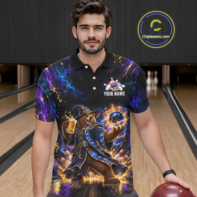 Custom Wizard Bear Bowling Team Shirt for Men Bowling Jersey QZT1285