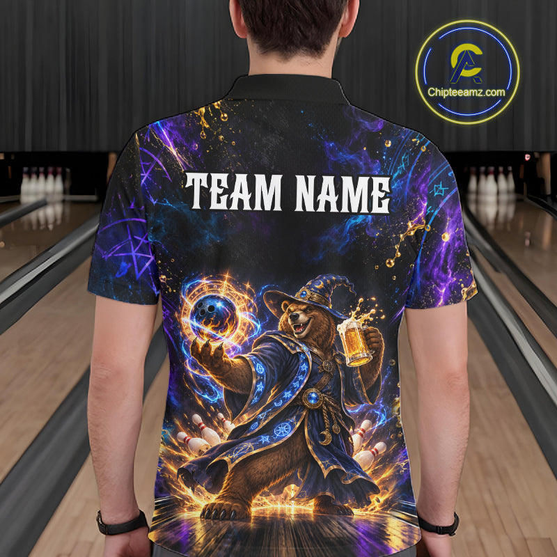 Custom Wizard Bear Bowling Team Shirt for Men Bowling Jersey QZT1285