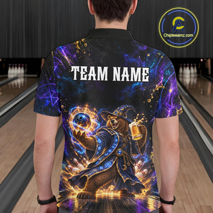 Custom Wizard Bear Bowling Team Shirt for Men Bowling Jersey QZT1285