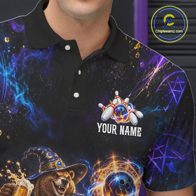 Custom Wizard Bear Bowling Team Shirt for Men Bowling Jersey QZT1285