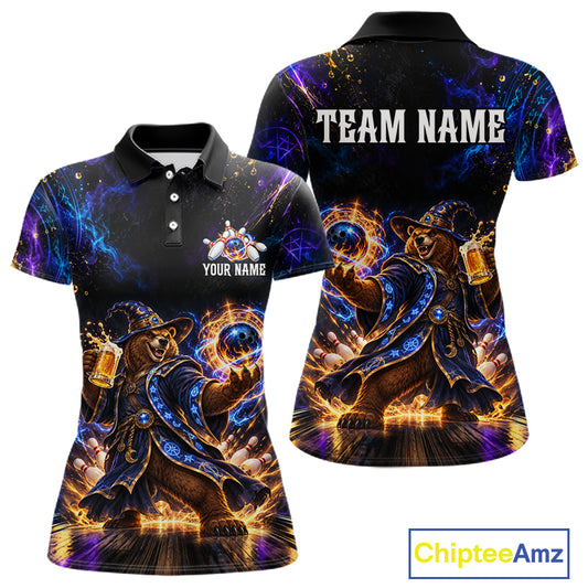 Custom Wizard Bear Bowling Team Shirt for Women Bowling Jersey QZT1285