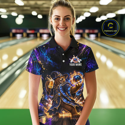 Custom Wizard Bear Bowling Team Shirt for Women Bowling Jersey QZT1285