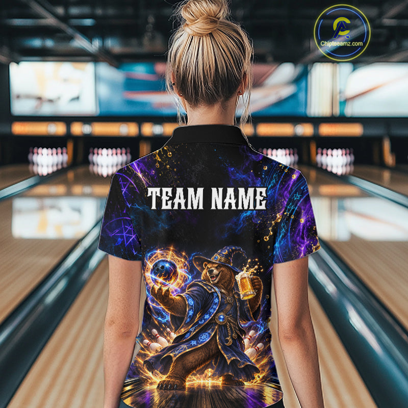 Custom Wizard Bear Bowling Team Shirt for Women Bowling Jersey QZT1285