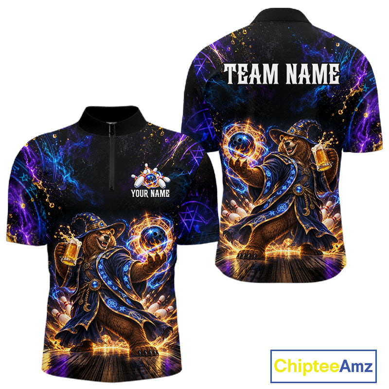 Custom Wizard Bear Bowling Team Shirt for Men Bowling Jersey QZT1285
