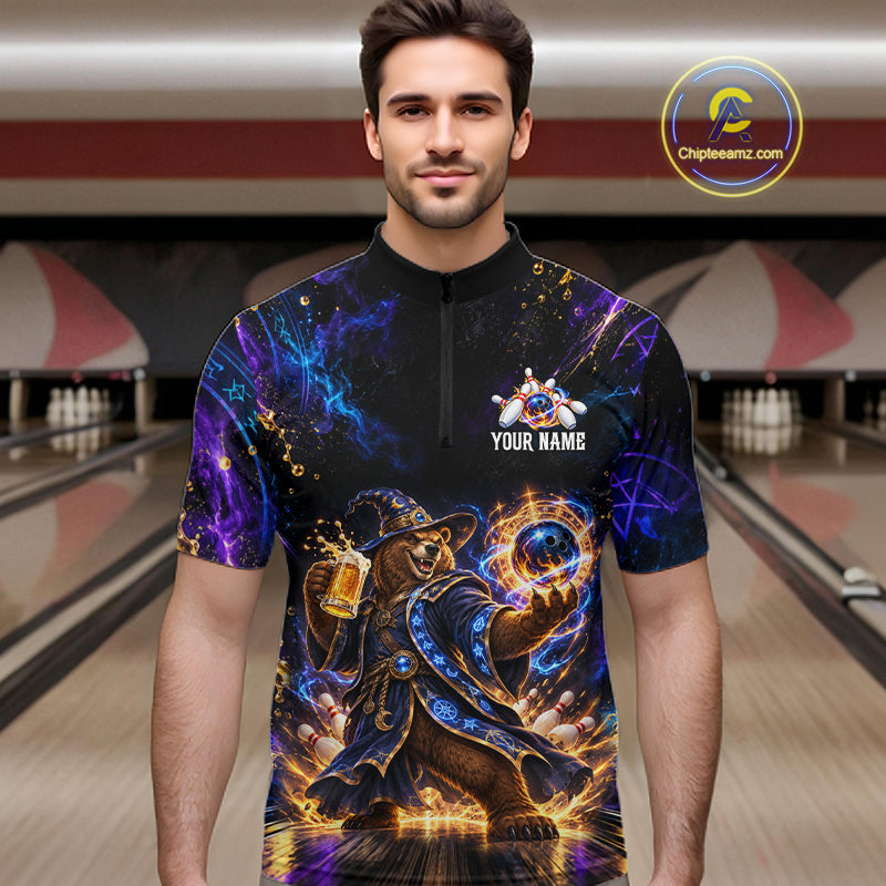 Custom Wizard Bear Bowling Team Shirt for Men Bowling Jersey QZT1285