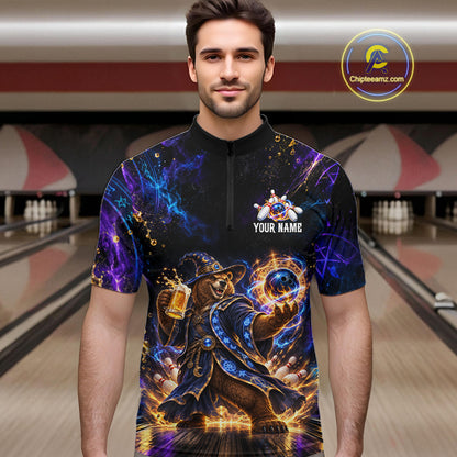 Custom Wizard Bear Bowling Team Shirt for Men Bowling Jersey QZT1285