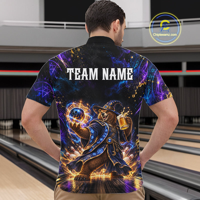 Custom Wizard Bear Bowling Team Shirt for Men Bowling Jersey QZT1285