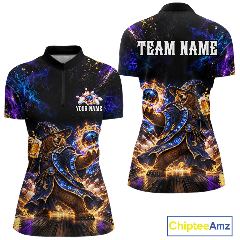 Custom Wizard Bear Bowling Team Shirt for Women Bowling Jersey QZT1285
