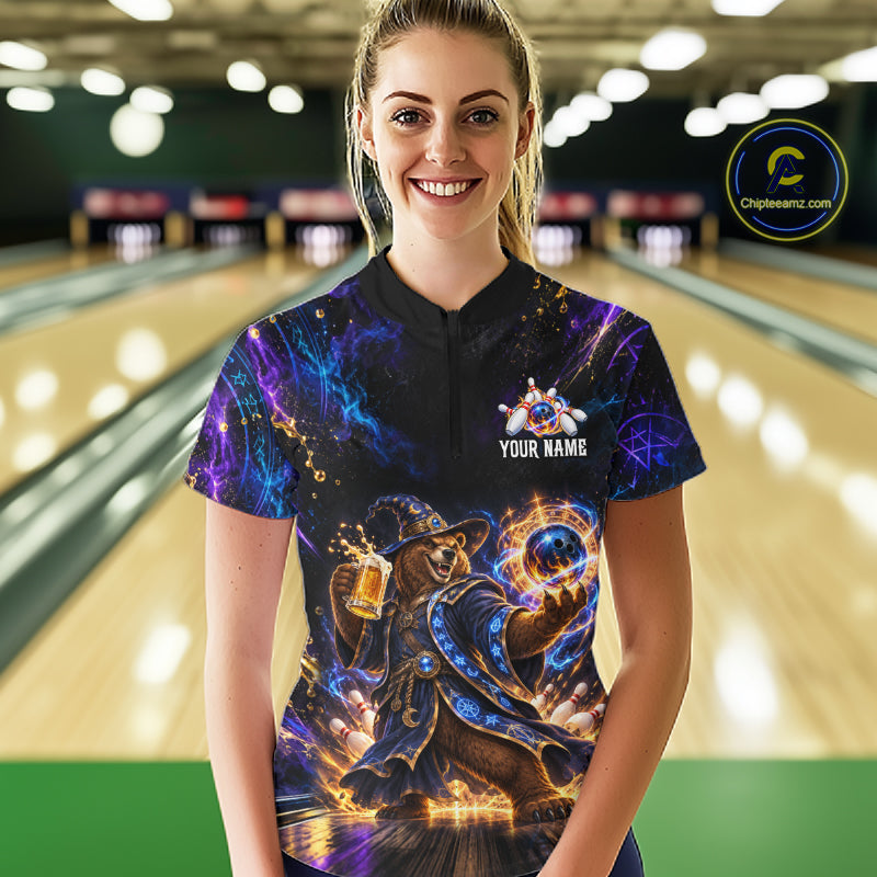 Custom Wizard Bear Bowling Team Shirt for Women Bowling Jersey QZT1285