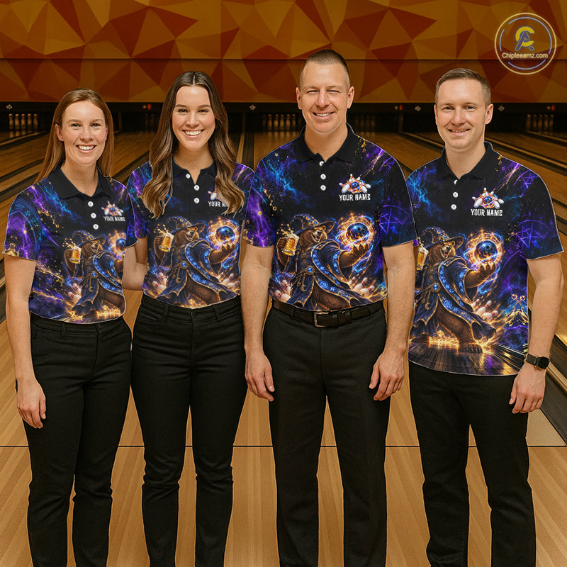 Custom Wizard Bear Bowling Team Shirt for Men Bowling Jersey QZT1285