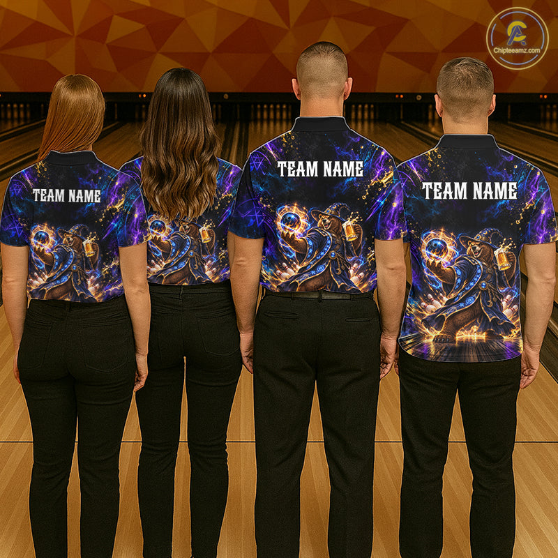 Custom Wizard Bear Bowling Team Shirt for Men Bowling Jersey QZT1285