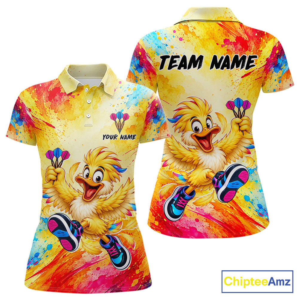 Custom Funny Duck Darts Shirt for Women Colorful Dart Team Jersey Dartboad Shirt DHT85
