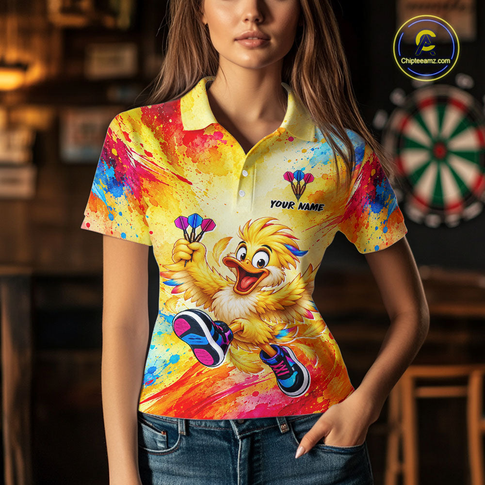Custom Funny Duck Darts Shirt for Women Colorful Dart Team Jersey Dartboad Shirt DHT85