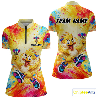 Custom Funny Duck Darts Shirt for Women Colorful Dart Team Jersey Dartboad Shirt DHT85