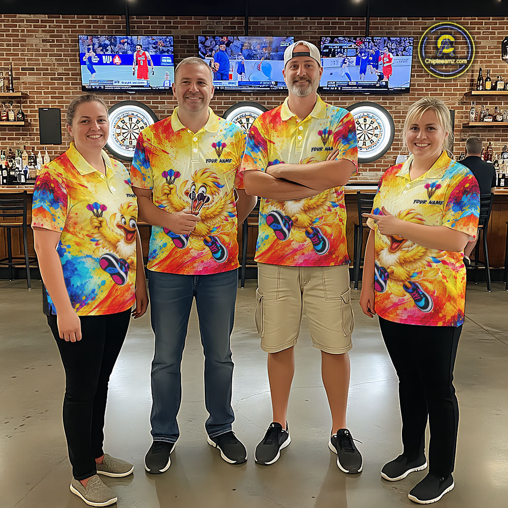 Custom Funny Duck Darts Shirt for Women Colorful Dart Team Jersey Dartboad Shirt DHT85