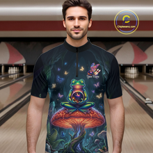 Load image into Gallery viewer, Custom Zen Frog Bowling Shirt for Men Meditation Style Bowling Jersey Polo &amp; 1/4-Zip QZT991