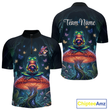 Load image into Gallery viewer, Custom Zen Frog Bowling Shirt for Men Meditation Style Bowling Jersey Polo &amp; 1/4-Zip QZT991