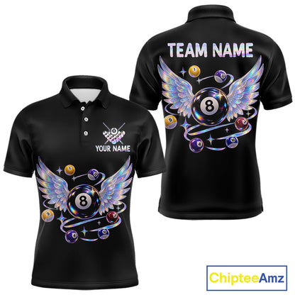Custom Holographic 8 Ball Wings Billiard Shirts Funny Pool Jersey for Men BHT128