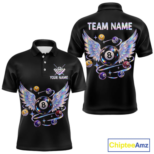 Custom Holographic 8 Ball Wings Billiard Shirts Funny Pool Jersey for Men BHT128