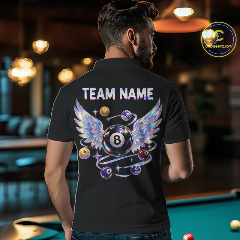 Custom Holographic 8 Ball Wings Billiard Shirts Funny Pool Jersey for Men BHT128