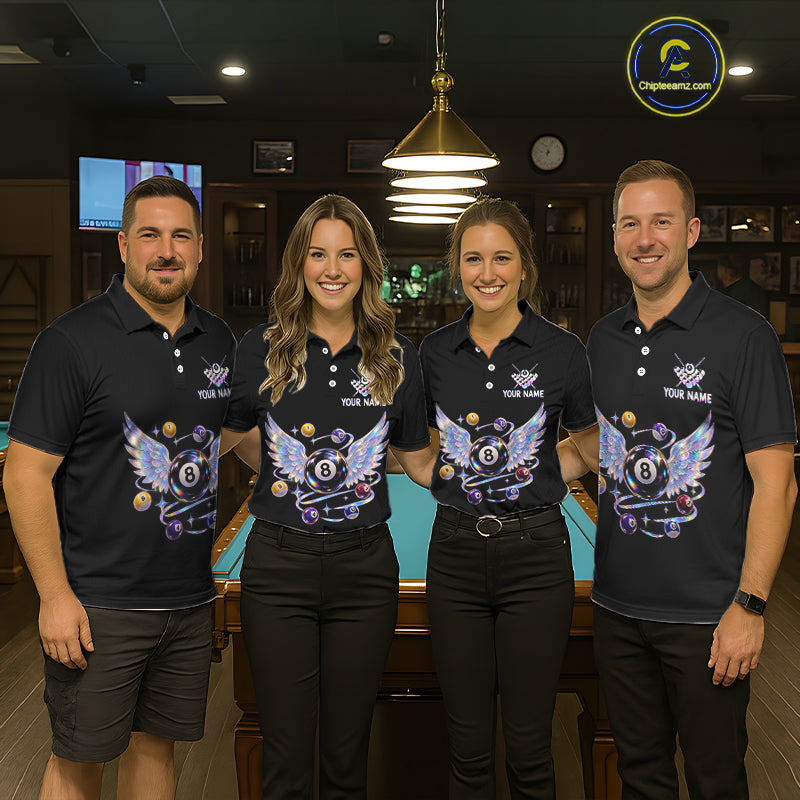 Custom Holographic 8 Ball Wings Billiard Shirts Funny Pool Jersey for Men BHT128