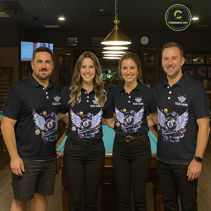 Custom Holographic 8 Ball Wings Billiard Shirts Funny Pool Jersey for Men BHT128