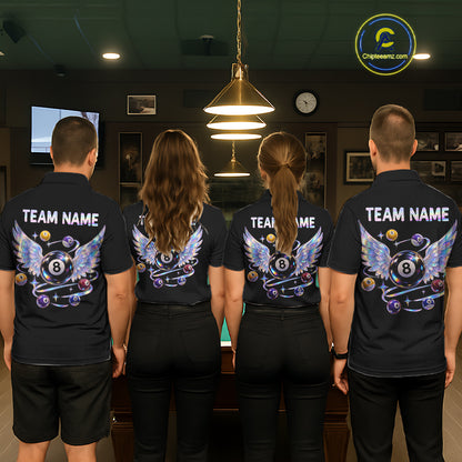 Custom Holographic 8 Ball Wings Billiard Shirts Funny Pool Jersey for Men BHT128