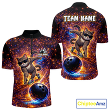 Load image into Gallery viewer, Custom Galaxy Funny Cat Bowling Shirt for Men Bowling League Jersey Polo &amp; Quarter-Zip Bowling Outfit QZT917
