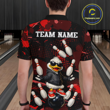 Load image into Gallery viewer, Custom Red Funny Duck Bowling Shirt for Men Bowling Jersey Polo &amp; 1/4 Zip Bowling Outfit QZT943