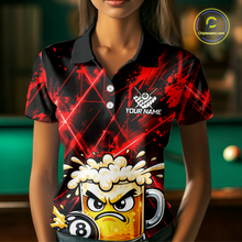 Load image into Gallery viewer, Custom Red Funny Beer Billiard Shirt for Women Billiard Jersey 8 Ball Pool Shirt Outfit BHT23