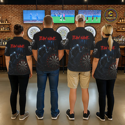 Custom Red Dart Polo Shirt for Men Grim Reaper Throwing Darts Dark Gothic Dart Jersey DHT51