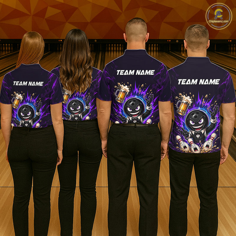 Custom Beer Bowling Shirt for Men Funny Bowling Team Jersey Polo & Quarter-Zip QZT1223