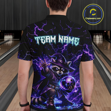 Load image into Gallery viewer, Personalized Raccoon Wizard Bowling Shirt for Men Purple Thunder Lightning Bowling Jersey QZT920