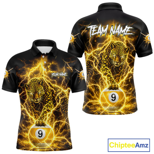 Custom Black & Gold Leopard Billiard Shirt 9 Ball Pool Team Jersey for Men Billiard Outfit BHT114