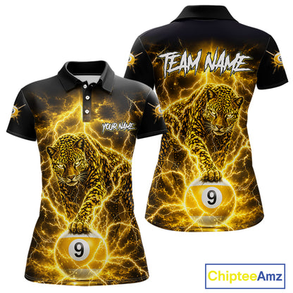 Custom Black & Gold Leopard Billiard Shirt 9 Ball Pool Team Jersey for Women Billiard Outfit BHT114